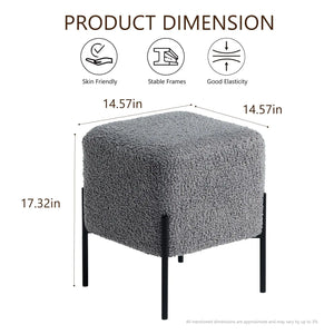 Everest Ivory Cube Shaped Boucle Gray Stool #100169 Get Set Style Furniture