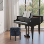 Load image into Gallery viewer, Linen Round Multifunctional Stool with Black Metal Legs (Blue)
