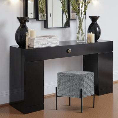 Dark Grey Cube-Shaped Chenille Stool #100058