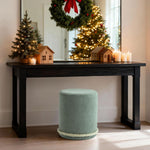 Load image into Gallery viewer, Cirque Round Plush Ottoman, Soft Upholstered Footrest &amp; Vanity Stool, Chic Minimal Accent Piece in Neutral Tones (Malachite Green) #100161