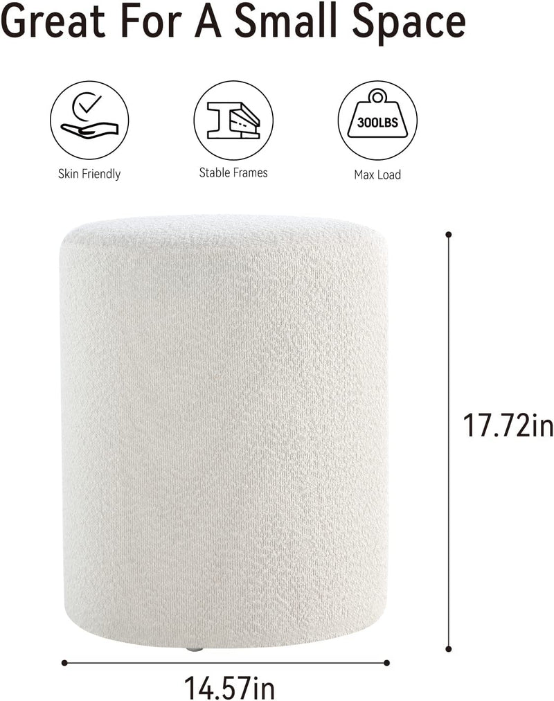 Paulo Boucle Fabric Round Ottoman