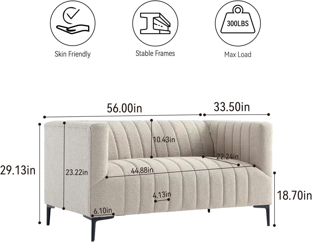 White Tufted Sofa 2 Seats #020004