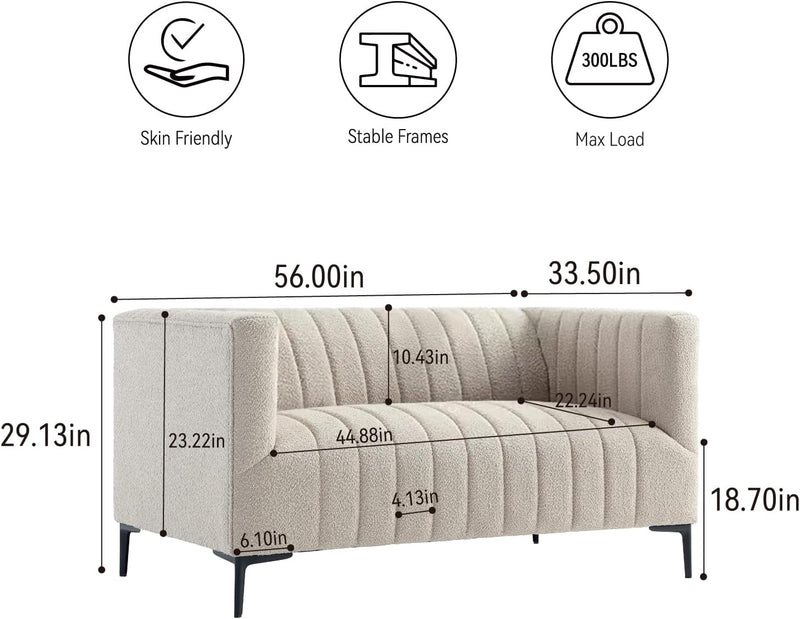 White Tufted Sofa 2 Seats 