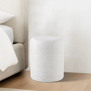 Linen Light Gray Round Ottoman #100204 Get Set Style Furniture