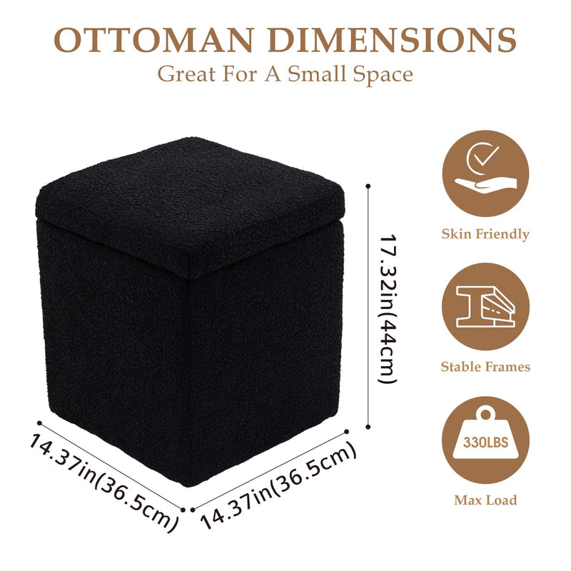 Black Square Ottoman With Storage 