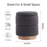 Load image into Gallery viewer, Wooden Base Storage Ottoman: Grey Boucle #100112
