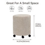 Load image into Gallery viewer, Creamy Round Ottoman With Pulley #100150
