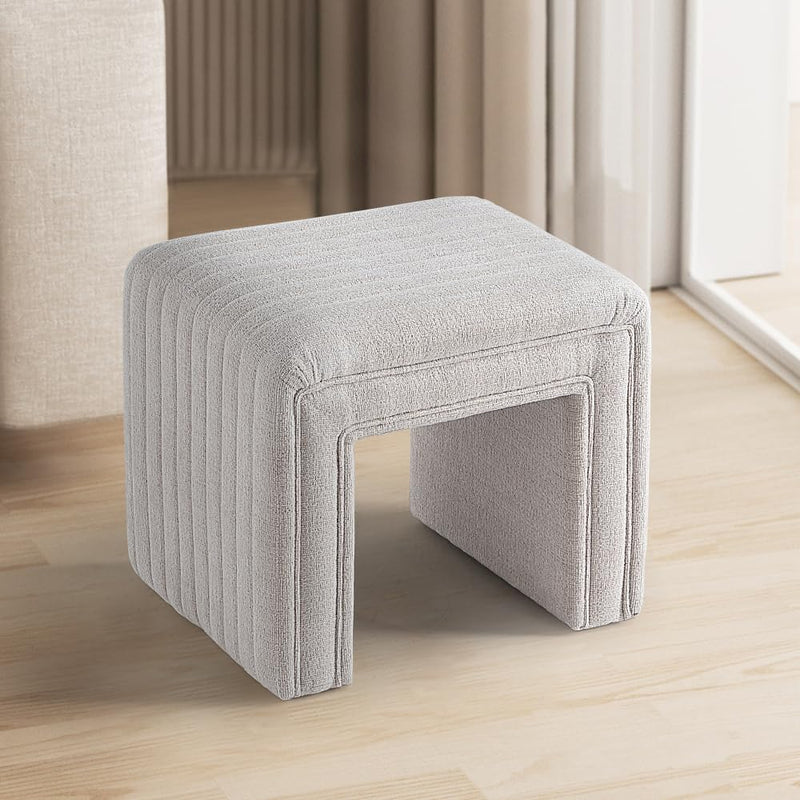 Beige U Shaped Boucle Ottoman 