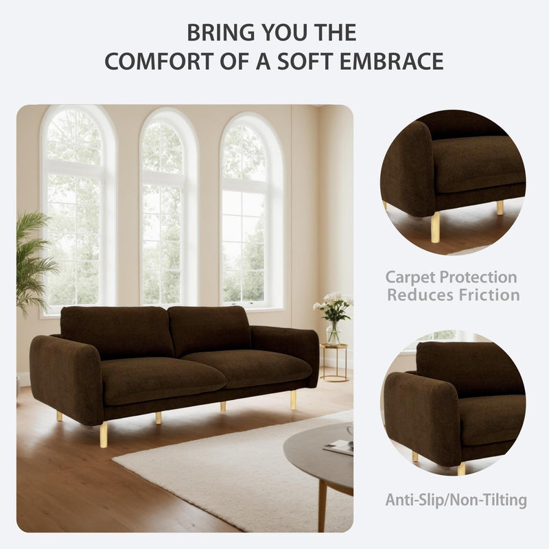 Chocolate Wood Modern Living Room Sofa 