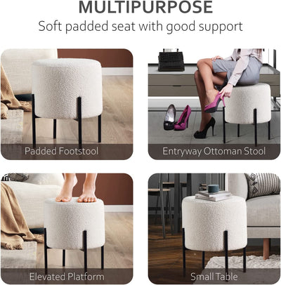 White Boucle Multifunctional Stool