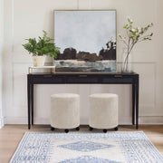 Creamy Round Ottoman With Pulley #100148