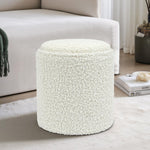 Load image into Gallery viewer, White Sherpa Round Ottoman With Storage #100127
