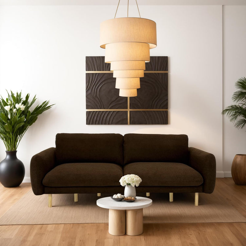 Chocolate Wood Modern Living Room Sofa 