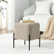 Everest Ivory Cube Shaped Boucle Khaki Stool