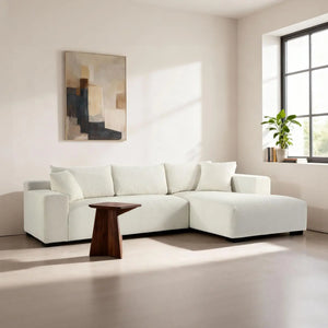 Lorea 113" Boucle L-Shaped Sectional Sofa – White - Right Get Set Style Furniture