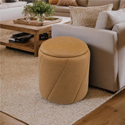 Brown Faux Leather Storage Ottoman #100152