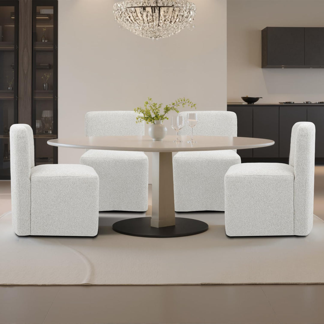 White Upholstered Dining Chairs*2 #130007