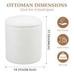 Load image into Gallery viewer, White Round Ottoman With Storage #100119
