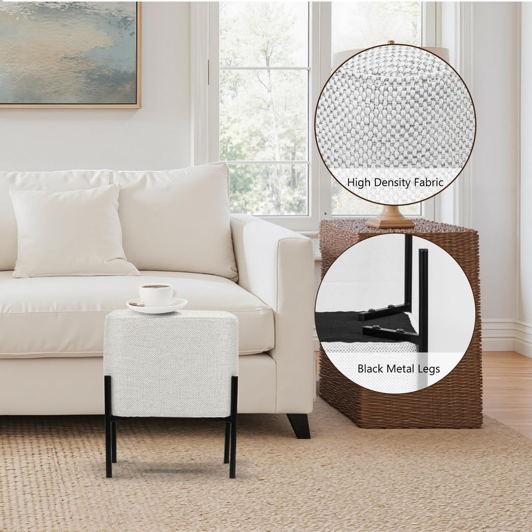 Light Grey Cube-Shaped Chenille Stool #100063