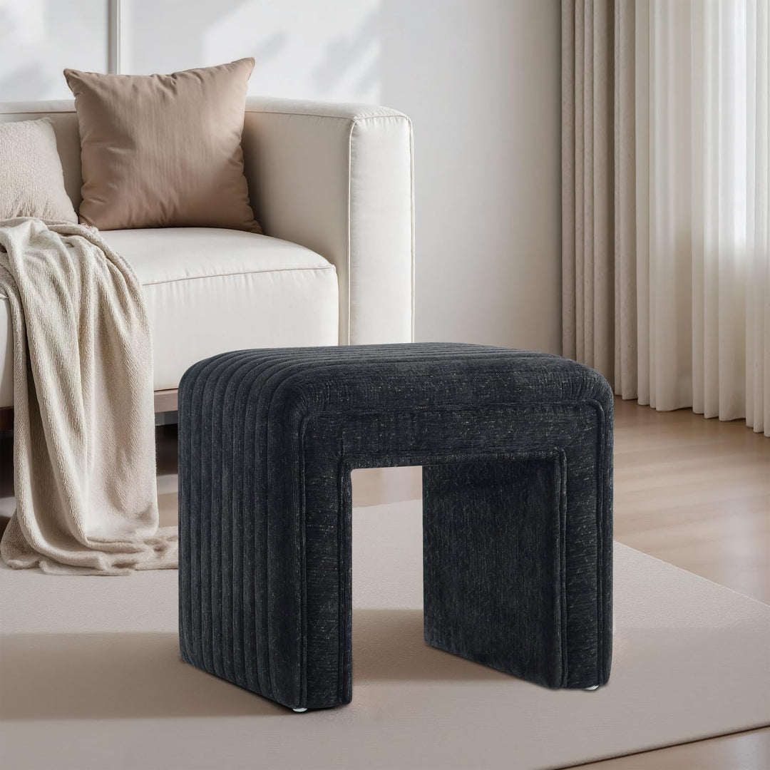 Moony Black with White Boucle U Shaped Ottoman