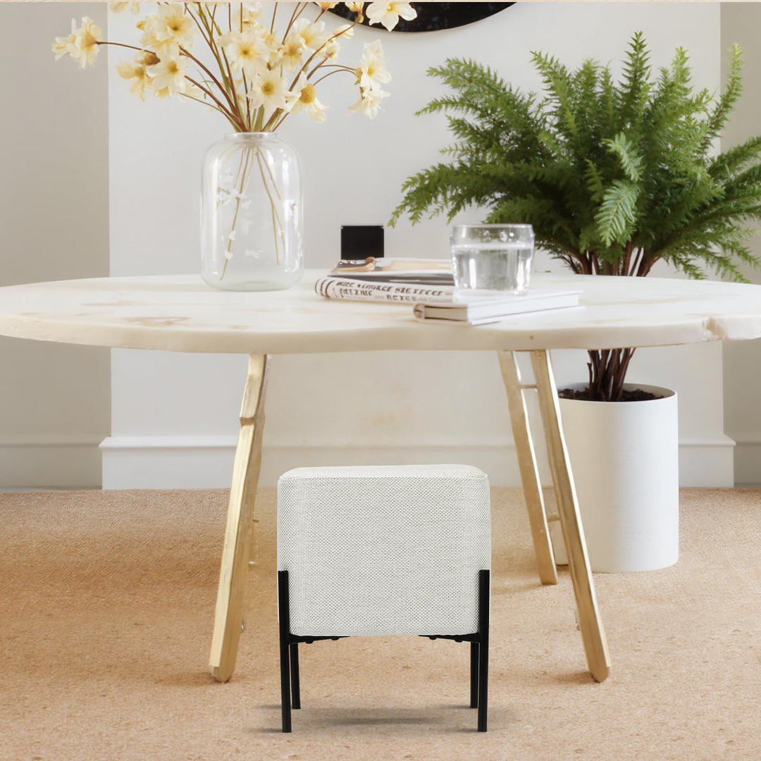 Light Grey Cube-Shaped Chenille Stool #100063
