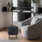 Load image into Gallery viewer, Linen Round Multifunctional Stool with Black Metal Legs (Blue)
