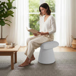 Load image into Gallery viewer, Pringle's  Saddle-shaped Ottoman, Elegant Curved Accent Stool with Plush Upholstered Seat, Chic Footrest &amp; Stylish Statement Piece for Living Room, Bedroom, or Lounge Spaces (Snow White)