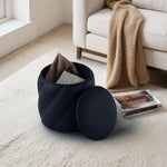 Load image into Gallery viewer, Black Faux Leather Storage Ottoman #100135