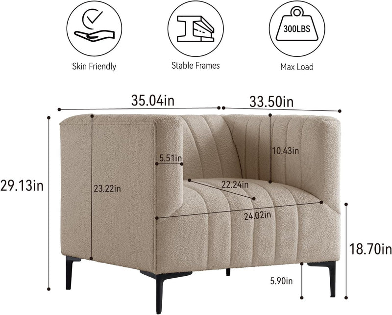 1 Seat Taupe Tufted Sofa 