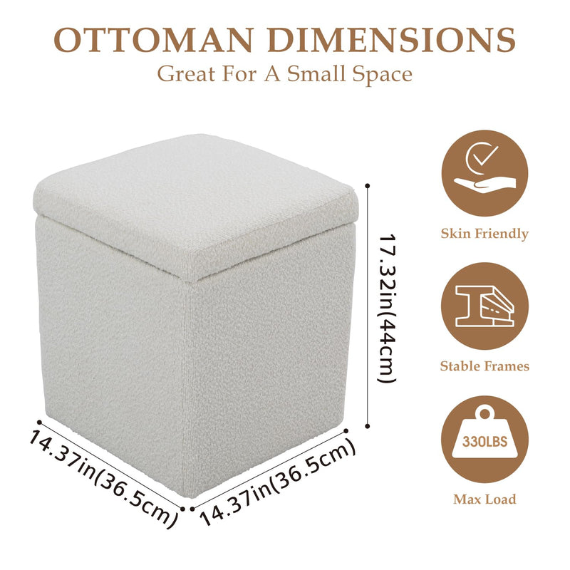 White Square Ottoman With Storage 
