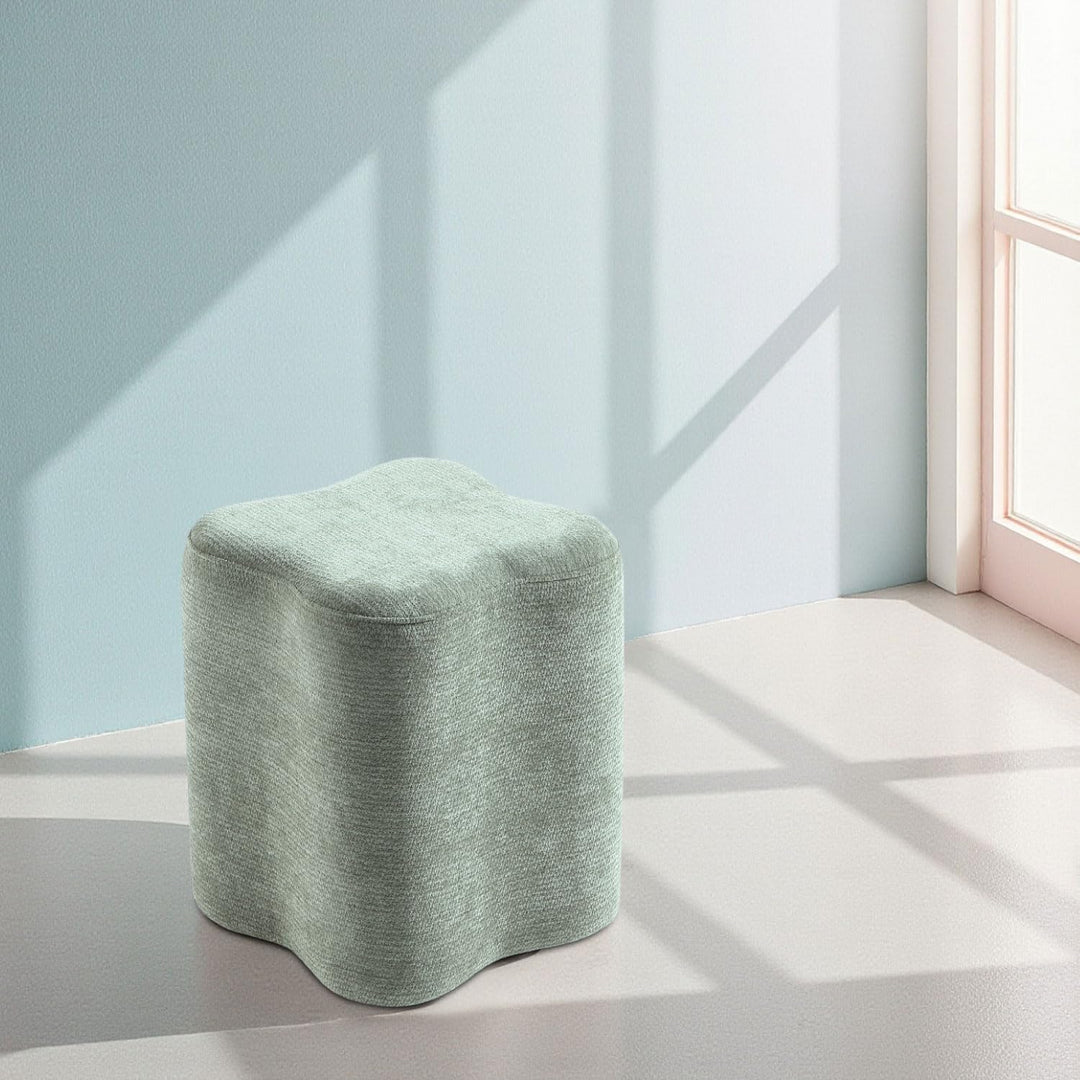 Flower Shaped Accent Stool, Plush petal-shaped ottoman (Green) #100167