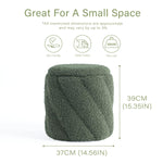 Load image into Gallery viewer, Round Ottoman with Soft Padded Seat, Storage Vanity Stool for Makeup, Upholstered Footrest Stool Ottoman Foot Stool (Green) #100201