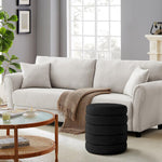 Load image into Gallery viewer, Black Fabric Round Ottoman with Storage #100098
