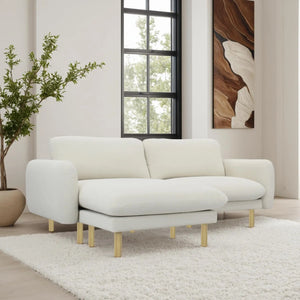 86"Wide Convertible Sectional Sofa, Modern L Shape Couches with Left/Right Reversible Chaise,  Mid-Century Sofa with Reversible Cushions (Off White) #100212 Get Set Style Furniture