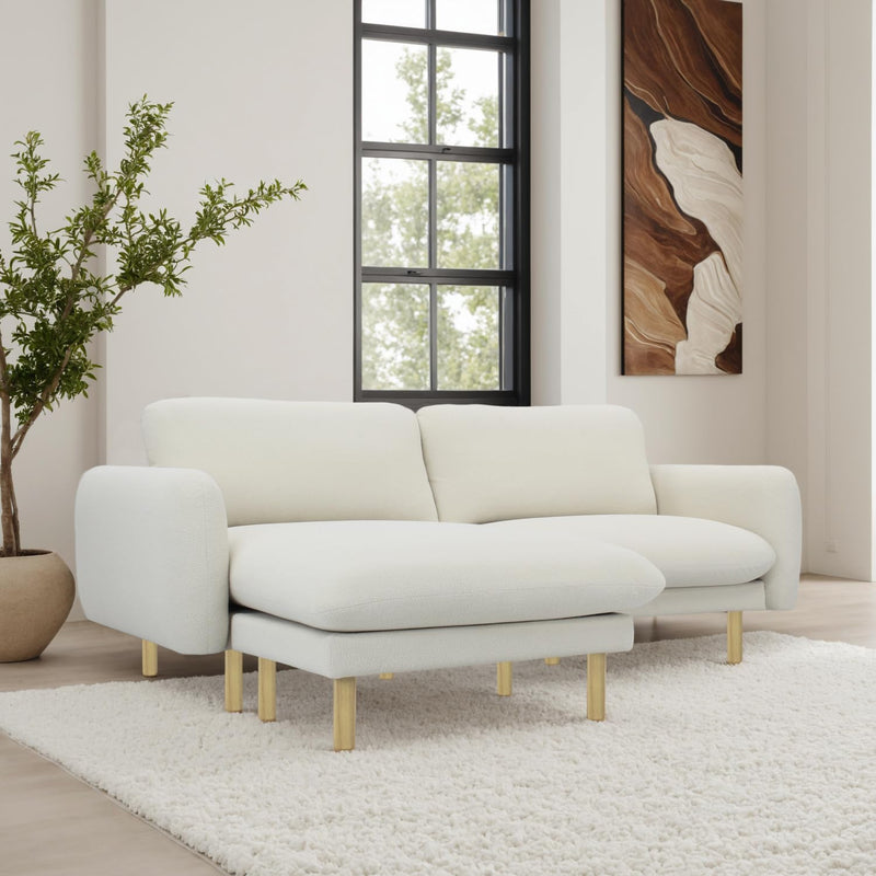 Off White Modern L Shape Sectional Sofa 