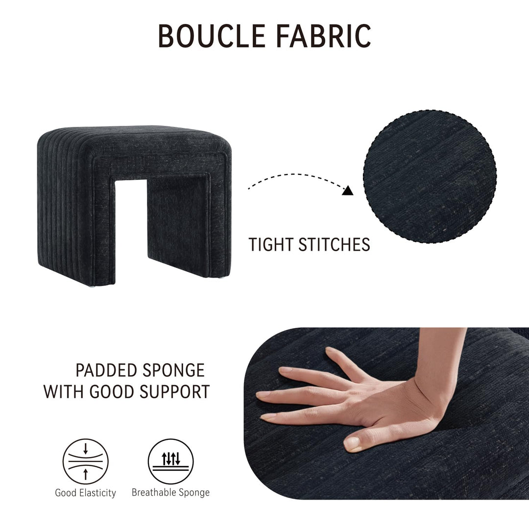 Moony Black with White Boucle U Shaped Ottoman