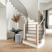 Light Grey Velvet Round Ottoman #100142