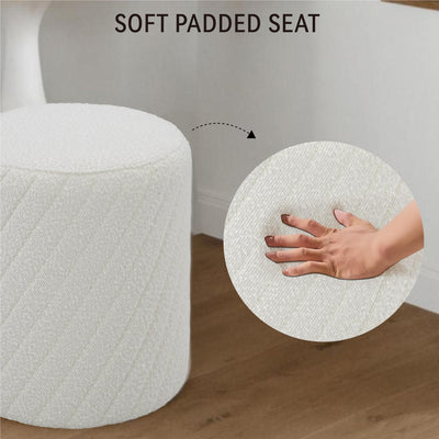 White Textured Boucle Ottoman #100147
