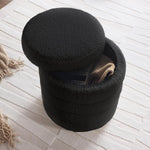Load image into Gallery viewer, Black Fabric Round Ottoman with Storage #100098
