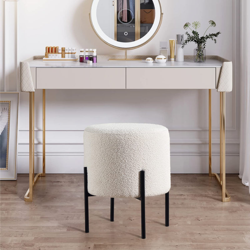 White Boucle Multifunctional Stool