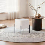 Load image into Gallery viewer, Everest Ivory Cube Shaped Boucle White Stool #100192