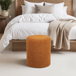 Load image into Gallery viewer, Sherpa Fabric Round Ottoman with Soft Padded Seat, Upholstered Footrest Stool (Mustard)
