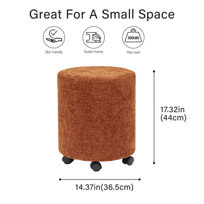 Orange Round Ottoman With Pulley #100148