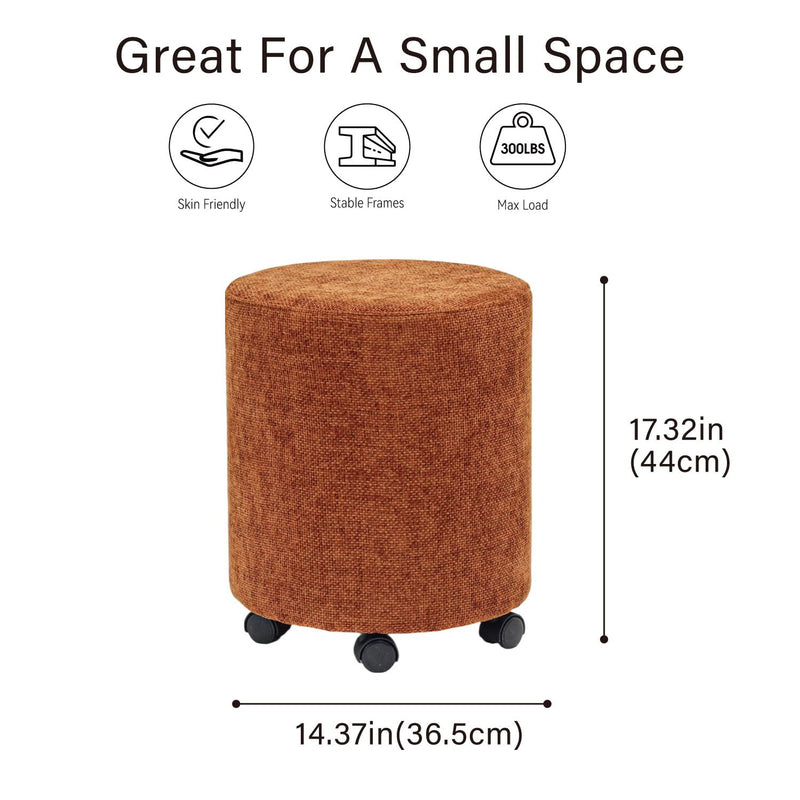 Orange Round Ottoman With Pulley 