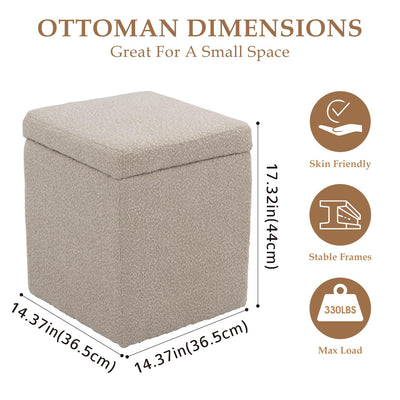 Taupe Square Ottoman With Storage #100121