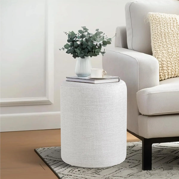 Linen Light Gray Round Ottoman #100204 Get Set Style Furniture