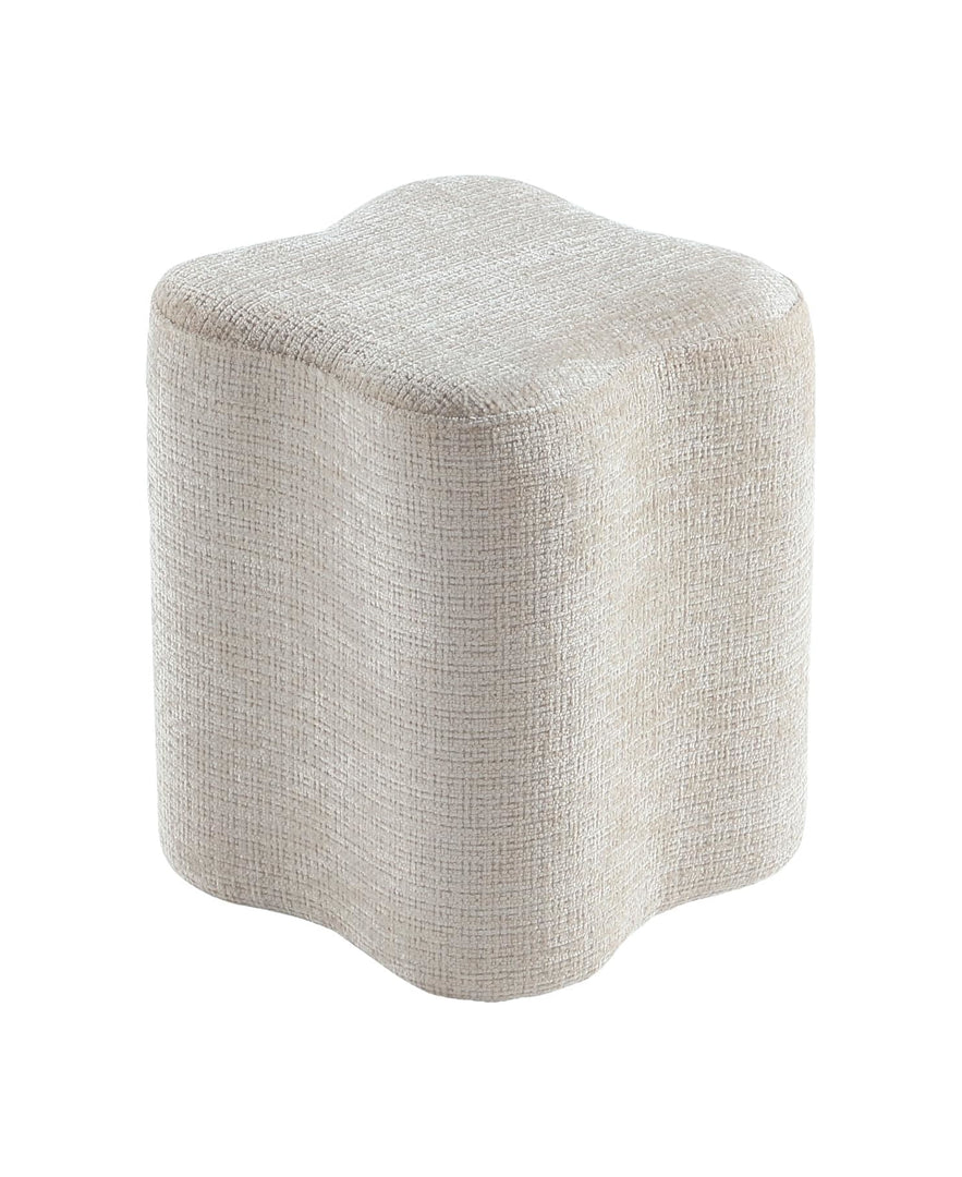 Modern Flowers Shaped Boucle Fabric Ottoman ( GRAY )