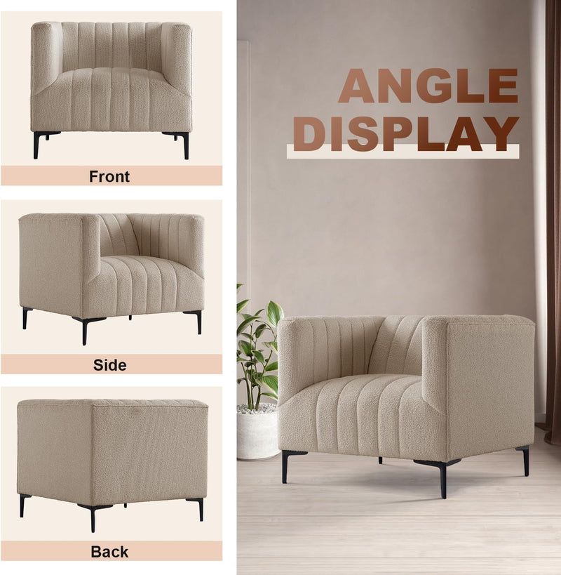 1 Seat Taupe Tufted Sofa 