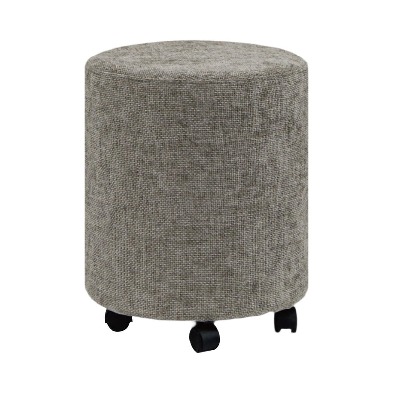 Dark Grey Round Ottoman With Pulley 