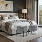 Load image into Gallery viewer, Dark Grey Cube-Shaped Chenille Stool #100058
